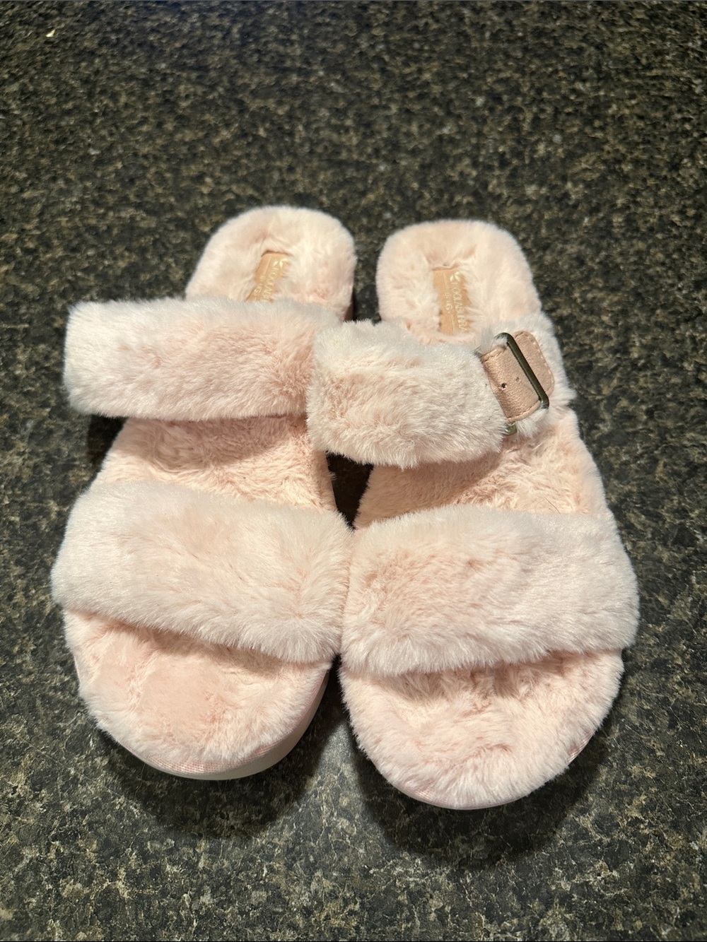 Koolaburra Plush Double-Strap Slide Sandals in Blush